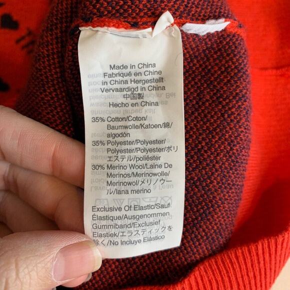 J Crew Cardigan Womens S Small Red Navy Merino Wool Blend Tanti Baci Button Up - Picture 11 of 14